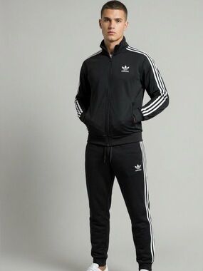 Vintage Adidas Men’s Black 3-Stripes Jogger Sweatpants